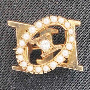 Vintage Theta XI Badge 14k Gold Diamont Pearls T. O. Eichelberger Fraternity Pin
